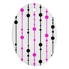 Magenta, black and white pattern Ornament (Oval) 