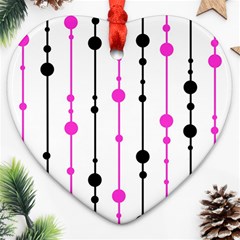 Magenta, black and white pattern Ornament (Heart) 