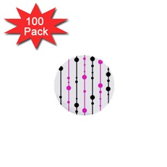 Magenta, black and white pattern 1  Mini Buttons (100 pack) 