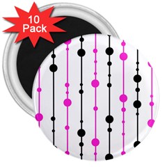 Magenta, black and white pattern 3  Magnets (10 pack) 