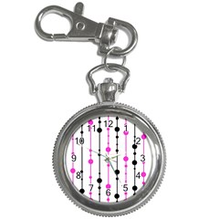 Magenta, Black And White Pattern Key Chain Watches by Valentinaart