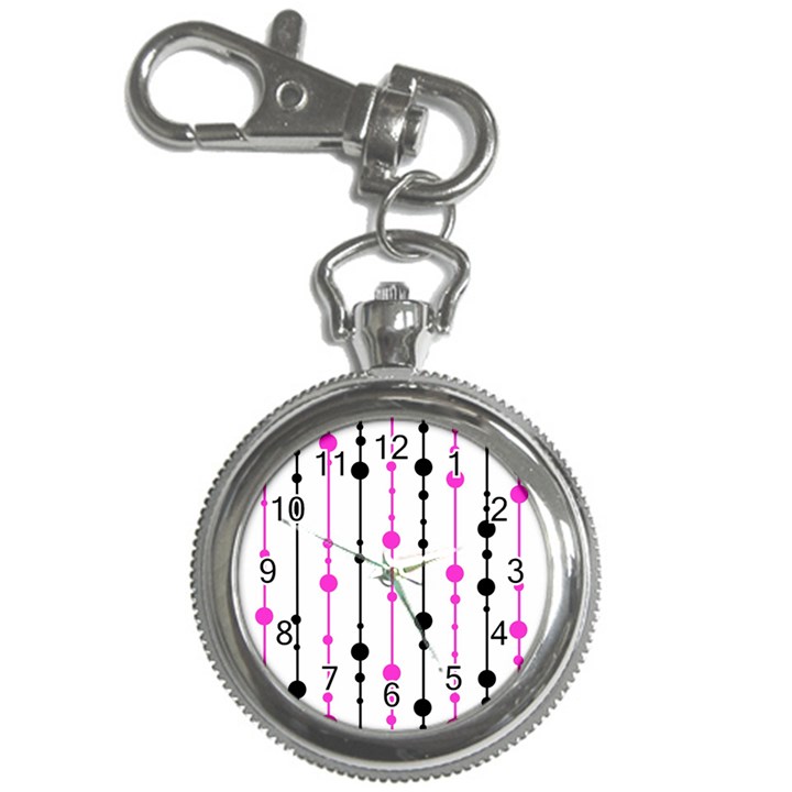 Magenta, black and white pattern Key Chain Watches