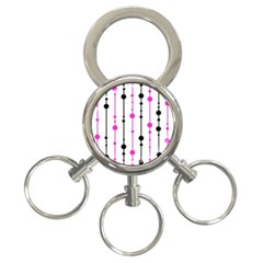 Magenta, black and white pattern 3-Ring Key Chains