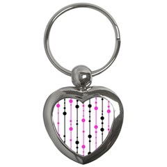 Magenta, black and white pattern Key Chains (Heart) 