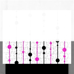 Magenta, black and white pattern Rectangular Jigsaw Puzzl