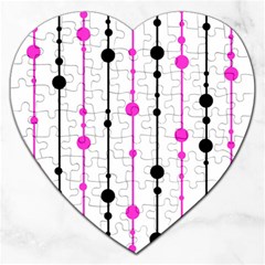 Magenta, black and white pattern Jigsaw Puzzle (Heart)