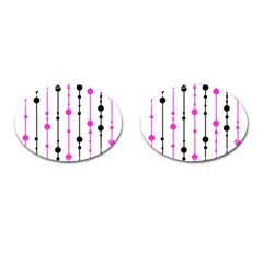 Magenta, black and white pattern Cufflinks (Oval)