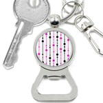 Magenta, black and white pattern Bottle Opener Key Chains Front