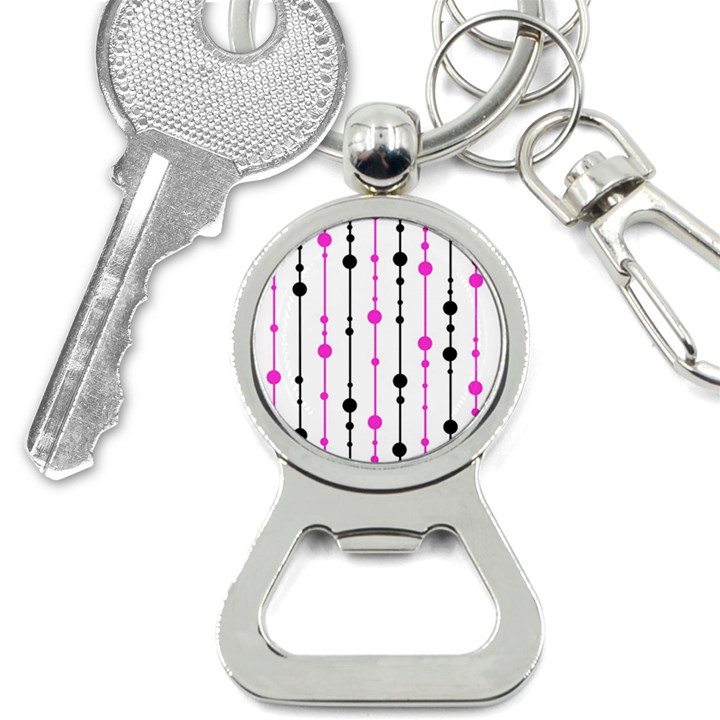 Magenta, black and white pattern Bottle Opener Key Chains