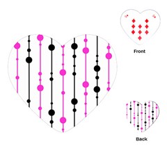 Magenta, black and white pattern Playing Cards (Heart) 