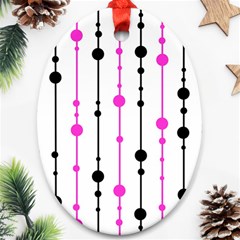 Magenta, Black And White Pattern Oval Ornament (two Sides) by Valentinaart