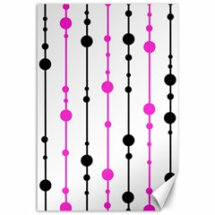 Magenta, black and white pattern Canvas 12  x 18  