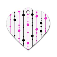 Magenta, black and white pattern Dog Tag Heart (One Side)