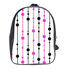 Magenta, Black And White Pattern School Bags(large)  by Valentinaart