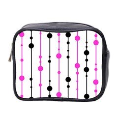 Magenta, black and white pattern Mini Toiletries Bag 2-Side