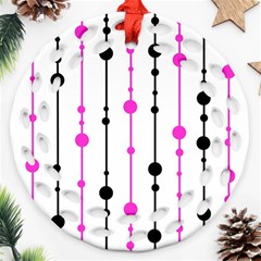 Magenta, black and white pattern Ornament (Round Filigree) 