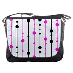 Magenta, Black And White Pattern Messenger Bags by Valentinaart