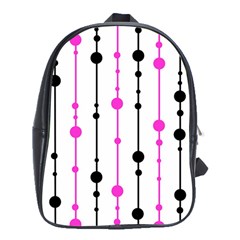 Magenta, Black And White Pattern School Bags (xl)  by Valentinaart