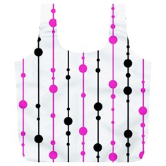 Magenta, black and white pattern Full Print Recycle Bags (L) 