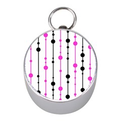 Magenta, black and white pattern Mini Silver Compasses