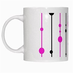 Magenta, Black And White Pattern White Mugs