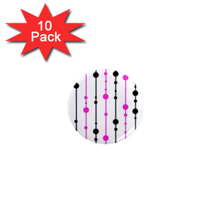 Magenta, black and white pattern 1  Mini Magnet (10 pack) 