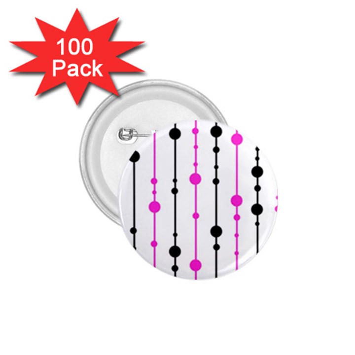 Magenta, black and white pattern 1.75  Buttons (100 pack) 