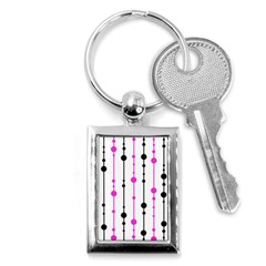 Magenta, Black And White Pattern Key Chains (rectangle) 