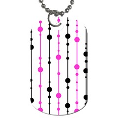 Magenta, Black And White Pattern Dog Tag (one Side) by Valentinaart