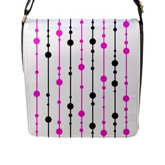 Magenta, Black And White Pattern Flap Messenger Bag (l) 