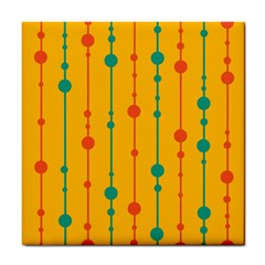 Yellow, Green And Red Pattern Tile Coasters by Valentinaart