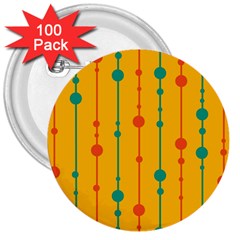 Yellow, Green And Red Pattern 3  Buttons (100 Pack) 