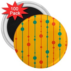 Yellow, Green And Red Pattern 3  Magnets (100 Pack)