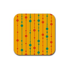 Yellow, Green And Red Pattern Rubber Coaster (square)  by Valentinaart