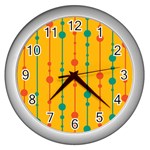 Yellow, green and red pattern Wall Clocks (Silver)  Front