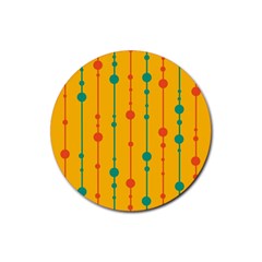 Yellow, Green And Red Pattern Rubber Round Coaster (4 Pack)  by Valentinaart