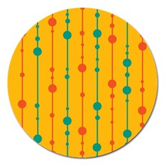 Yellow, Green And Red Pattern Magnet 5  (round)