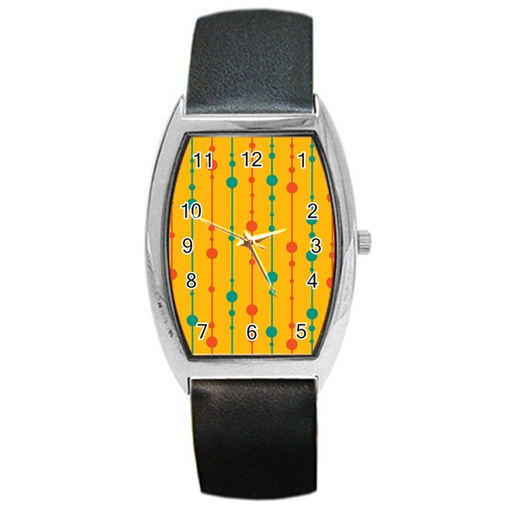 Yellow, green and red pattern Barrel Style Metal Watch