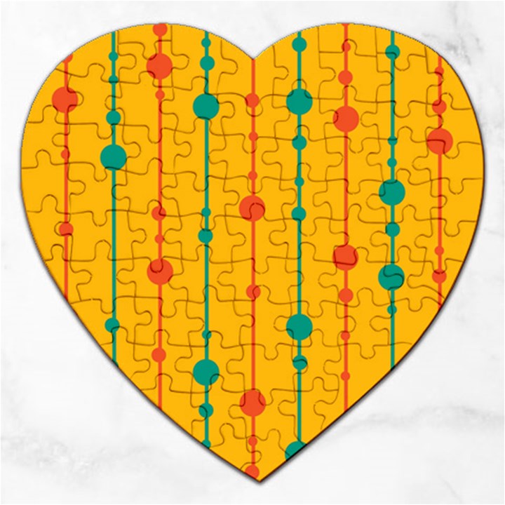 Yellow, green and red pattern Jigsaw Puzzle (Heart)