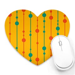 Yellow, Green And Red Pattern Heart Mousepads