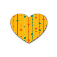 Yellow, Green And Red Pattern Rubber Coaster (heart) 