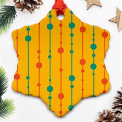 Yellow, Green And Red Pattern Snowflake Ornament (2-side)