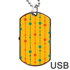 Yellow, Green And Red Pattern Dog Tag Usb Flash (two Sides) 