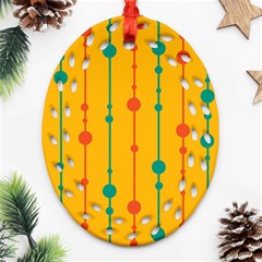 Yellow, Green And Red Pattern Oval Filigree Ornament (2-side) 