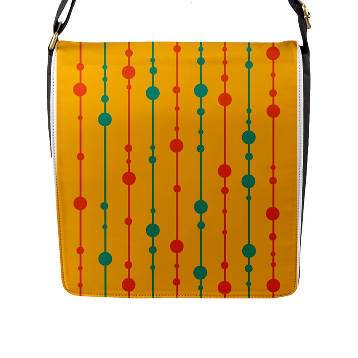 Yellow, green and red pattern Flap Messenger Bag (L) 