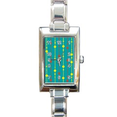 Green, Yellow And Red Pattern Rectangle Italian Charm Watch