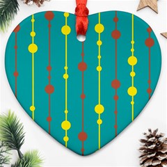 Green, Yellow And Red Pattern Ornament (heart)  by Valentinaart