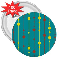 Green, Yellow And Red Pattern 3  Buttons (100 Pack) 