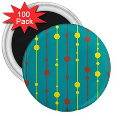 Green, Yellow And Red Pattern 3  Magnets (100 Pack)