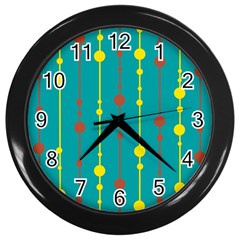 Green, Yellow And Red Pattern Wall Clocks (black)